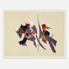 Untitled (from the Ribbon Series) by Burhan Doğançay, c. 1978, lithograph in colors, sold Jun 2024