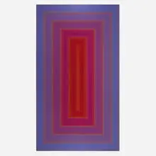 Richard Anuszkiewicz, Blue to Red Portal, 1977, screenprint in colors on Masonite