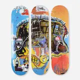 Jean-Michel Basquiat, Skull (skatedecks) (triptych), 2014, acrylic, transfer-printed maple wood