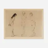 Edvard Munch, Die Frauen und das Gerippe, 1896, drypoint on heavy wove paper