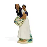 F. Luis Mora for Cowan Pottery, polychromed earthenware figure of Mexican Flower Vendor
