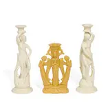 group of candleholders, three by R. Guy Cowan for Cowan Pottery, sold Nov 2021