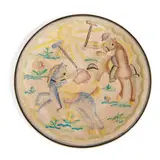 Viktor Schreckengost for Cowan Pottery, Polo: polychromed earthenware wall plaque