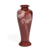 Weller Pottery, rare Red Louwelsa vase with nicely detailed rose decoration