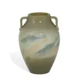 Edward T. Hurley for Rookwood Pottery, earthenware Sea Green glaze twin-handled vase