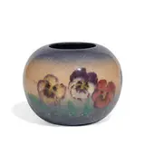 Edward T. Hurley for Rookwood Pottery, porcelain Design Crystal vase with colorful pansy decoration