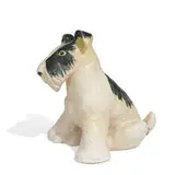 Weller Pottery, earthenware seated wire fox terrier / dog figure