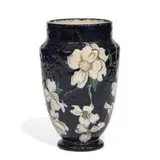 attribution Frederick Dallas Pottery, earthenware Limoges style vase with dogwood flower decoration