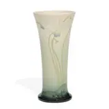 Lenore Asbury for Rookwood Pottery, earthenware Iris glaze vase with cyclamen decoration