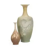 Owens Pottery, earthenware Alpine vases, two