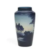 Lorinda Epply for Rookwood Pottery, striking earthenware Vellum glaze vase with a twilight scene