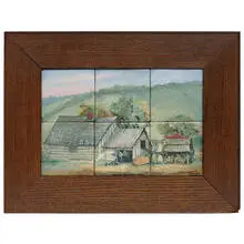 Mae Timberlake for Weller Pottery, Rare and Important earthenware Hudson six-tile tableau