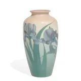 Carl Schmidt for Rookwood Pottery, Vellum glaze vase with beautifully detailed irises