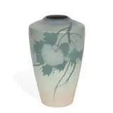 Edward Diers for Rookwood Pottery, earthenware Vellum glaze vase with blue hydrangea decoration