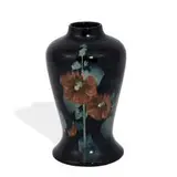 Sara Sax for Rookwood Pottery, earthenware Black Iris glaze lamp vase