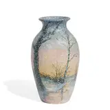 Mae Timberlake for Weller Pottery, earthenware Hudson vase with scenic landscape