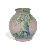 Sarah McLaughlin for Weller Pottery, earthenware Hudson vase showing a parakeet