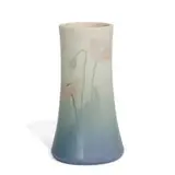 Helen Lyons for Rookwood Pottery, earthenware Vellum glaze vase with pink poppy decoration