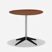tray table by George Nelson & Associates, c. 1955, walnut plywood, chrome-plated steel, enameled steel, sold Sep 2019