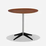 tray table by George Nelson & Associates, c. 1955, walnut plywood, chrome-plated steel, enameled steel, sold Sep 2019