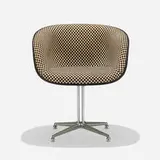 La Fonda armchair by Charles and Ray Eames, molded fiberglass, Girard upholstery, chrome-plated aluminum, rubber, sold Sep 2019