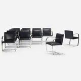 Brno chairs, set of twelve by Ludwig Mies van der Rohe, chrome-plated steel, leather, sold Sep 2019