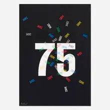 Paul Rand, IBM 75 poster, 1989, offset lithograph on paper