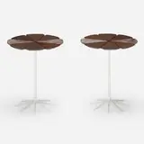 Richard Schultz, Petal occasional tables model P320, pair, 1962, enameled aluminum, lacquered redwood
