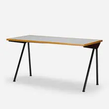 Compas desk by Jean Prouvé, 1955, enameled steel, laminate, beech, sold Jul 2019