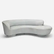sofa by Vladimir Kagan, c. 1975, upholstery, rosewood, acrylic, sold Jul 2019