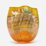 Yellow Soft Cylinder with Green Lip Wrap by Dale Chihuly, 1993, hand-blown glass, sold Jul 2019