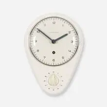 Max Bill, wall clock and timer, 1954, glazed porcelain, glass, aluminum, enameled aluminum