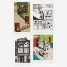 Aldo Rossi, collection of four works, 1987, etching and drypoint on paper