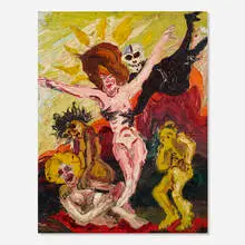 Peter Dean, Birth, 1967, oil on board