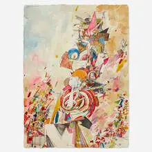 Monument to No One in Particular by Robert S. Neuman, 1971, mixed media on paper, sold Jul 2019