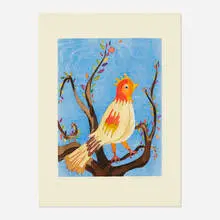 Laura Owens, Untitled, 2006, woodcut and etching on handmade Okawara paper with felt collage