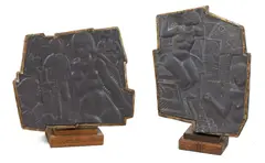 John McKenzie (1897-1972) 'Dance Records'; 'The Apprentice' signed with initials by John McKenzie, carved slate, sold May 2021