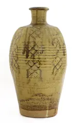 Phil Rogers, Phil Rogers (1951-2020) a stoneware bottle vase, a trailing glaze with impressed latticework