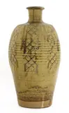 Phil Rogers, Phil Rogers (1951-2020) a stoneware bottle vase, a trailing glaze with impressed latticework