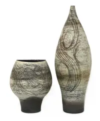 Bernard Charles, Bernard Charles (b.1930), two stoneware vases