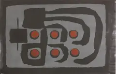 Clifford Ellis, Untitled, Clifford Ellis (1907-1985) Abstract composition in orange and grey lithograph in colour
