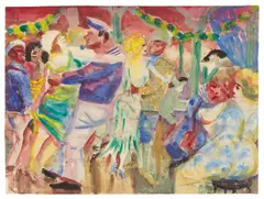 Otto Dix, Tanzsaal in St. Pauli, Um 1924, Aquarell und Gouache über Bleistift auf leichtem Karton
