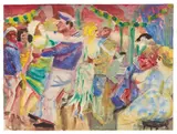 Otto Dix, Tanzsaal in St. Pauli, Um 1924, Aquarell und Gouache über Bleistift auf leichtem Karton