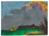 Aufziehendes Wetter über Marschenhof (Seebüllhof) by Emil Nolde, Aquarell auf Japan, sold Jun 2017