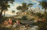Joseph Anton Koch, Landschaft mit Apoll unter den Hirten, Um 1836, Öl auf Leinwand