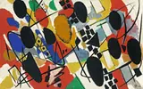 Blätter und schwarze Punkte by Ernst Wilhelm Nay, 1954, Öl auf Leinwand, sold May 2011