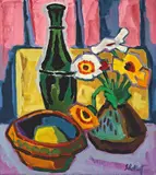 Stilleben mit Kokardenblumen by Karl Schmidt-Rottluff, 1960, Öl auf Leinwand, sold Nov 2010