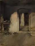 Wilhelm Leibl, Kücheninterieur, 1888, Öl auf Holz