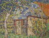 Christian Rohlfs, Gartenhaus unter Bäumen, 1906, Öl auf Leinwand