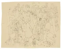 George Grosz, Bürgerliche Welt, 1918, Tuschfeder auf dünnem Papier